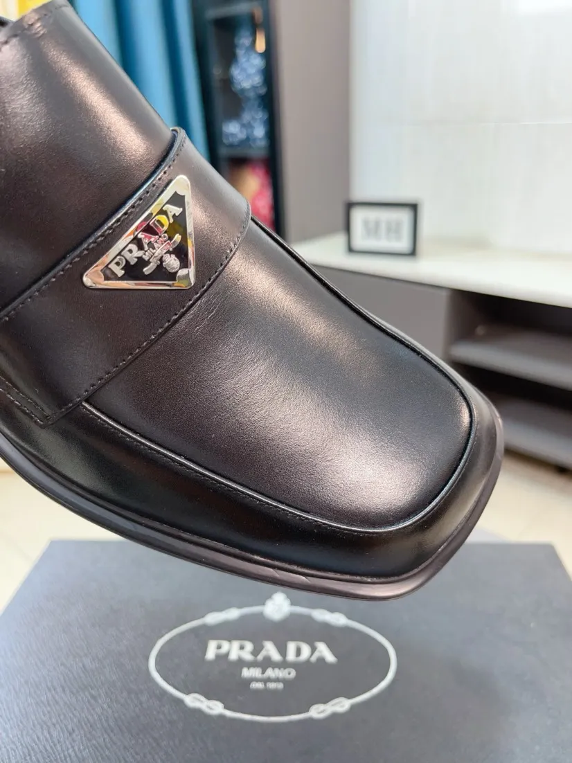 Men's shoes 💰540🌹🌹【PRADA Leather Shoes】Top purchasing agency Original imported Italian custom-made open-edge beaded cowhide leather surface, fully imported water-dyed breathable cowhide lining, original factory special molded sole super comfortable, size: 38-44